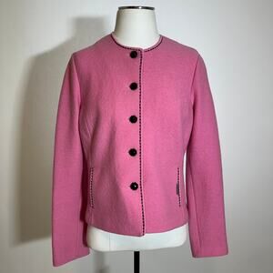 Geiger Vintage Pink Boiled Wool Blazer Jacket Made in Austria Womens US Size 6